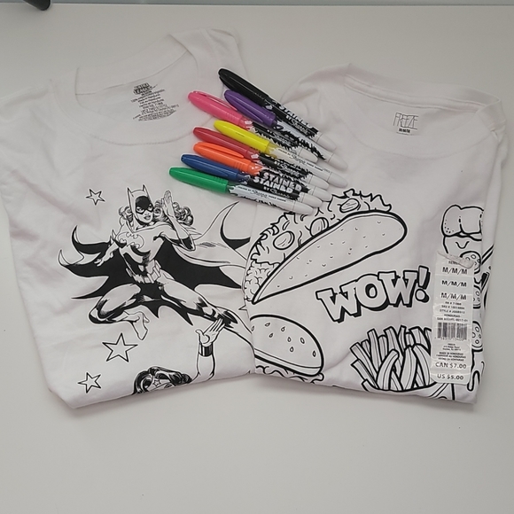 Other - 2 Size Medium Tee Shirts to Color w/ Markers